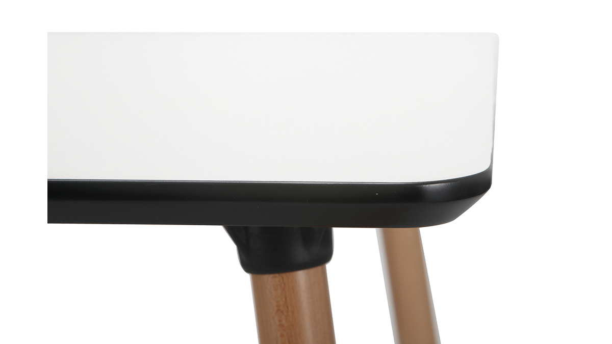 mesa cuadrada blanca con patas en madera L80 BRUNCH