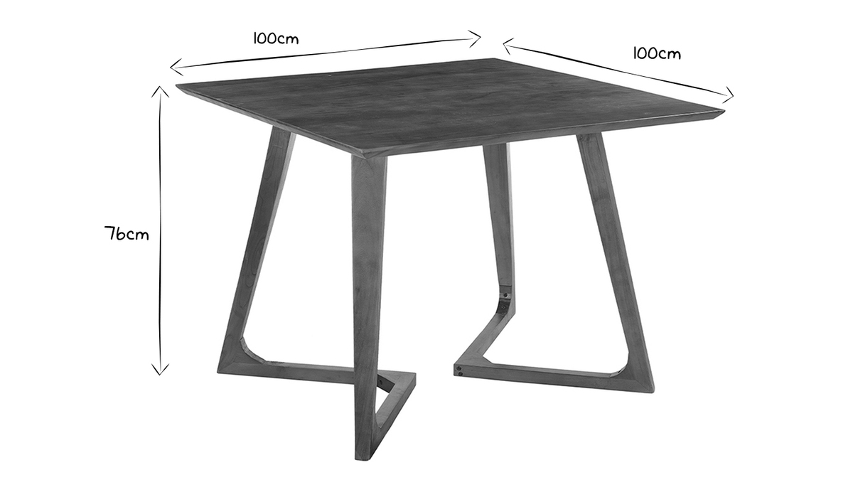 Mesa cuadrada de diseo de madera maciza 100 cm BANDOL
