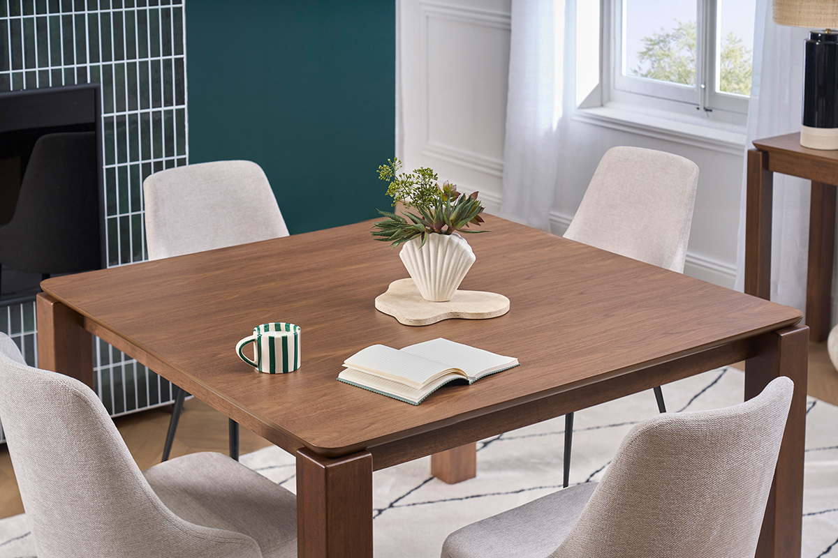 Mesa cuadrada para comedor madera oscura L120 cm RAYA