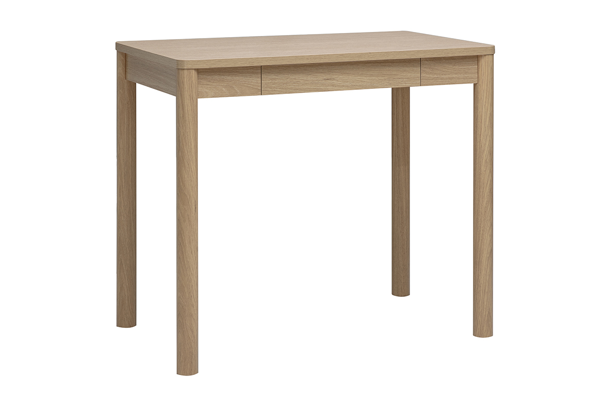 Mesa de bar IZZIE de madera clara con caj�n, vista de 3/4