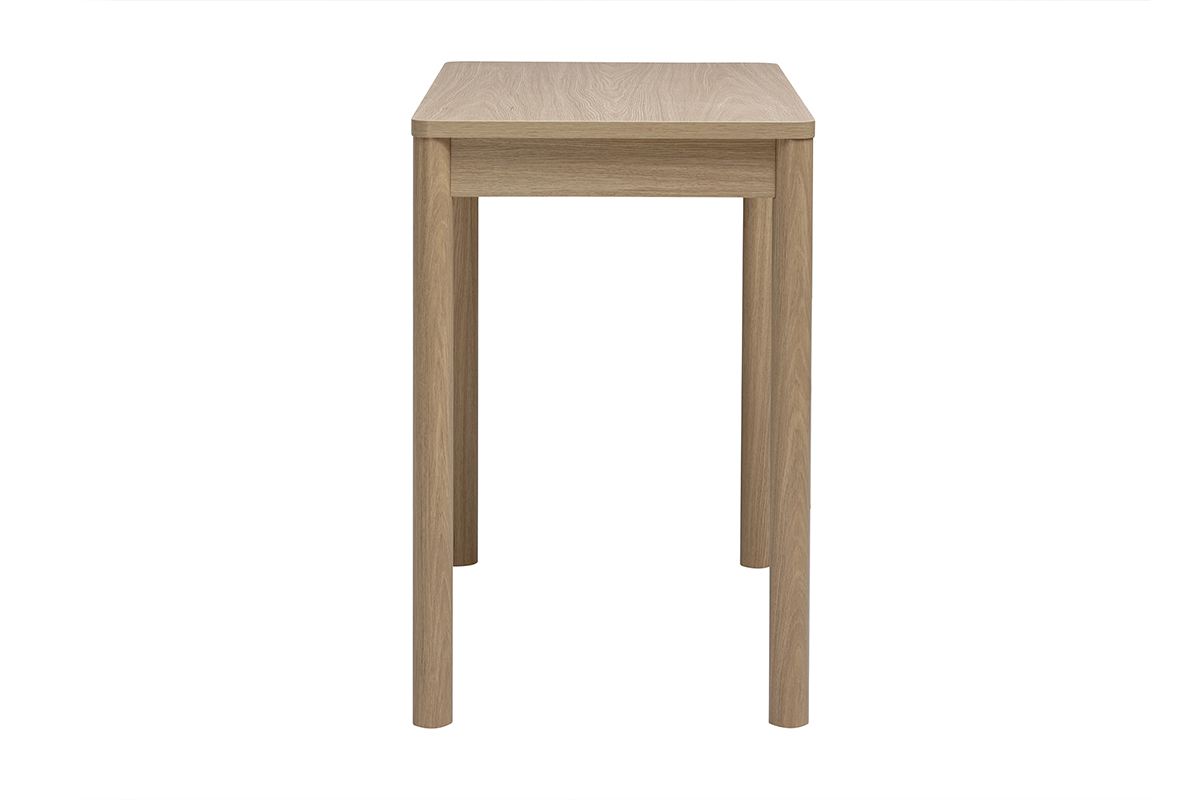 Mesa de bar IZZIE de madera clara con caj�n, vista de perfil, dimensiones L110 cm x H90,5 cm