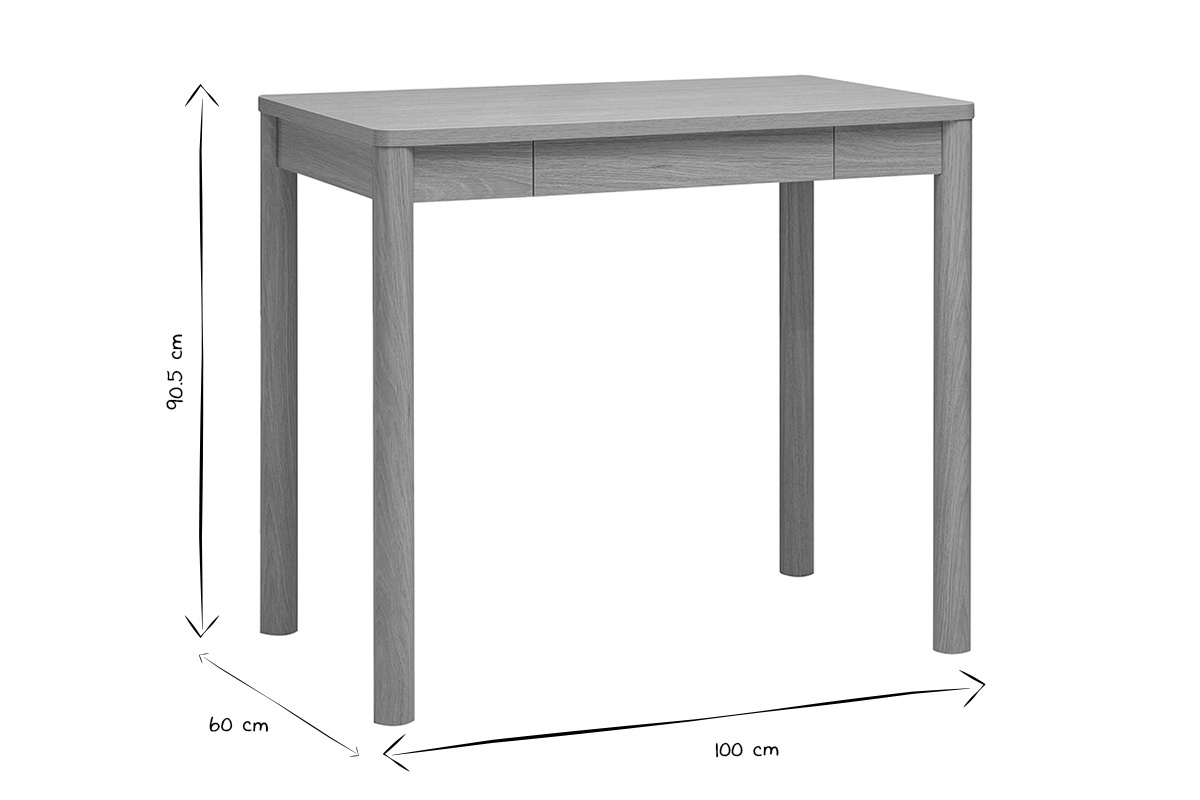 Dimensiones de la mesa de bar IZZIE en blanco y negro: 90,5 cm de alto, 100 cm de largo, 60 cm de ancho.