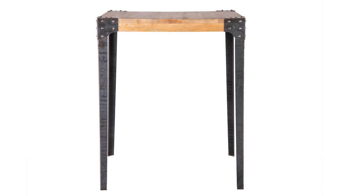 Mesa de bar cuadrada diseño industrial madera y metal MADISON