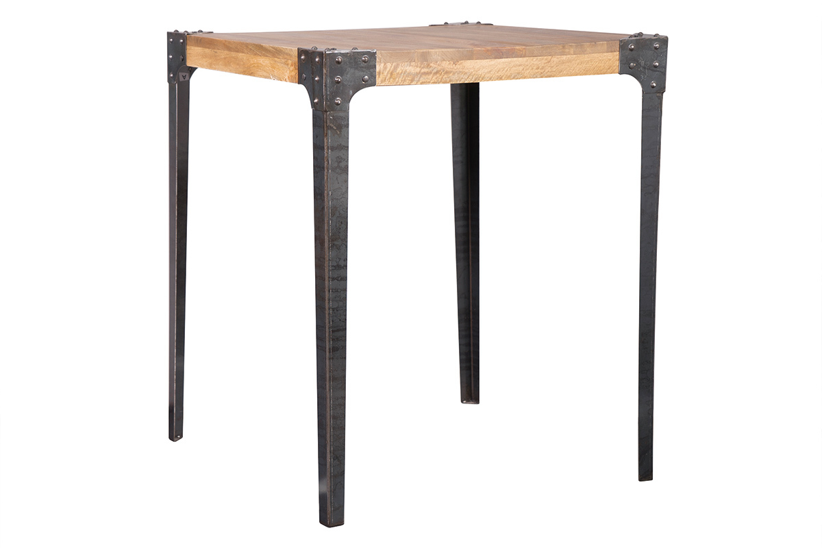 Mesa de bar cuadrada diseo industrial madera y metal MADISON