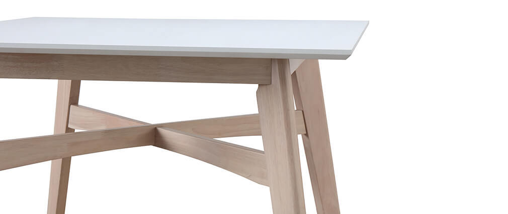Mesa de bar cuadrada madera tablero blanco LEENA