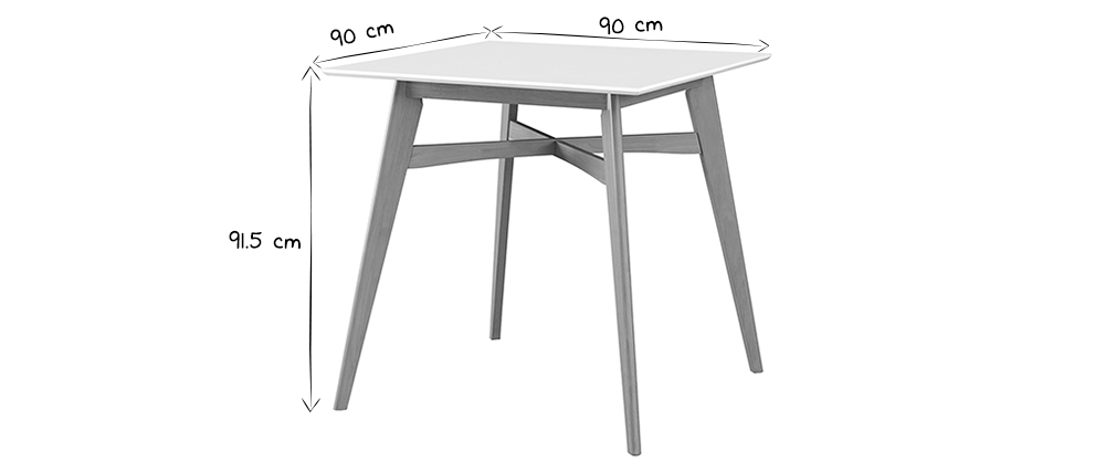 Mesa de bar cuadrada madera tablero blanco LEENA