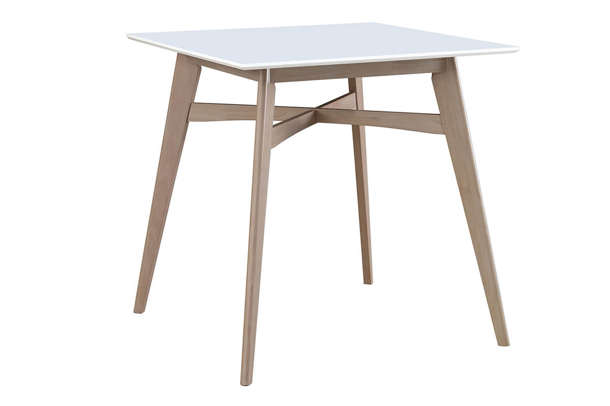 Mesa de bar cuadrada madera tablero blanco LEENA