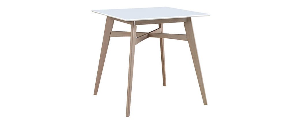 Mesa de bar cuadrada madera tablero blanco LEENA