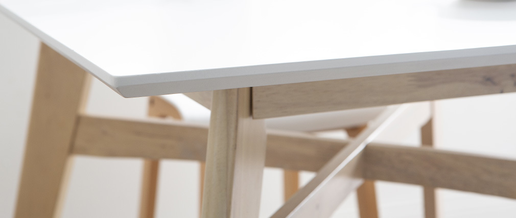 Mesa de bar cuadrada madera tablero blanco LEENA