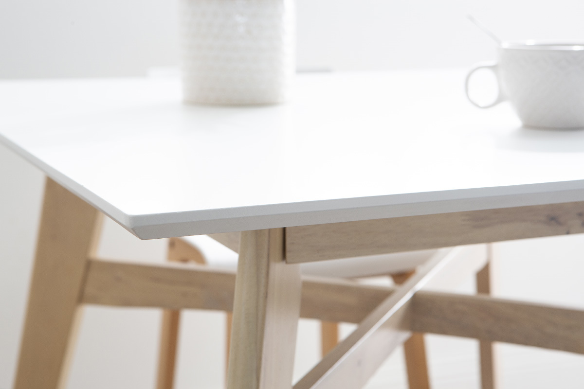Mesa de bar cuadrada madera tablero blanco LEENA