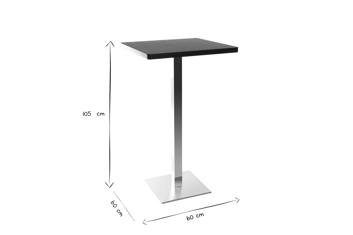 Mesa de bar diseo cuadrado negro pata central JORY