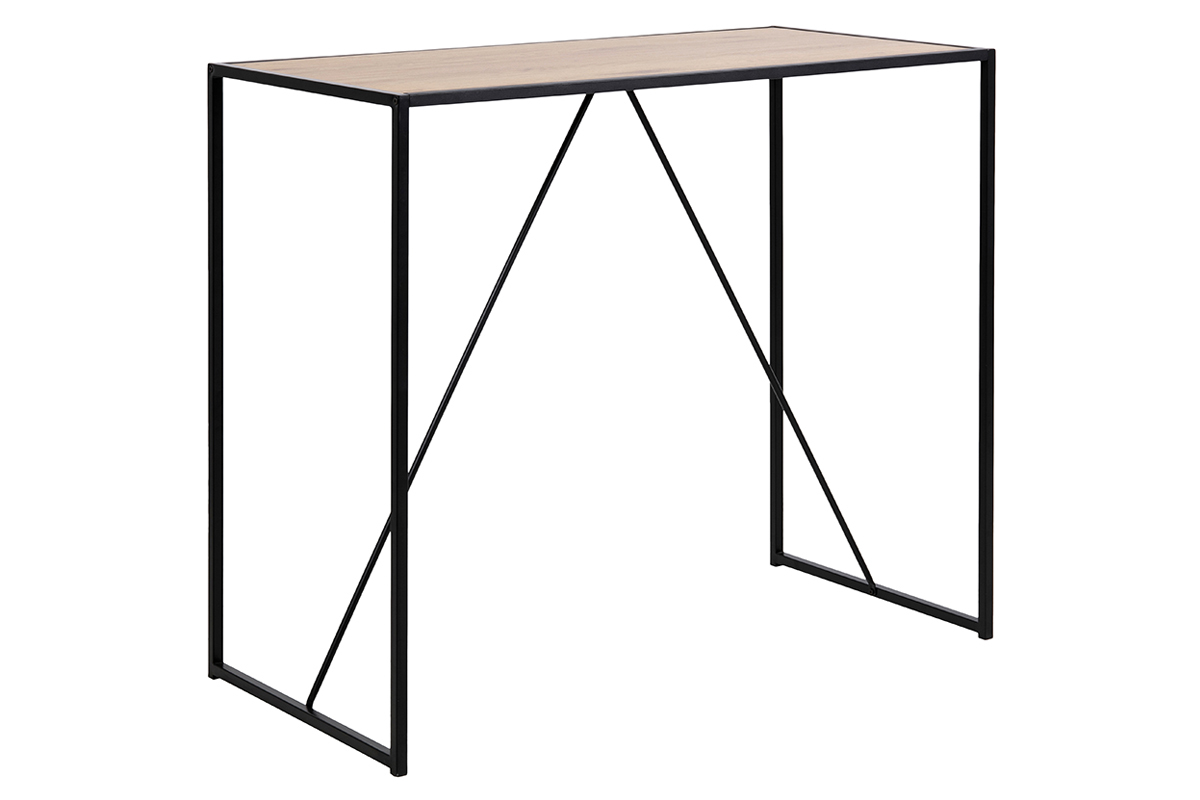 Mesa de bar en madera y patas en metal negro TRESCA