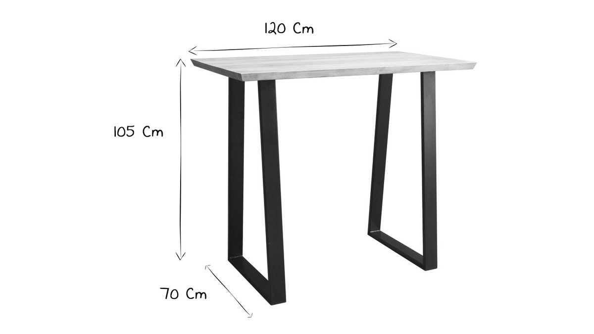 Mesa de bar en mango y metal negro L120 cm VIJAY