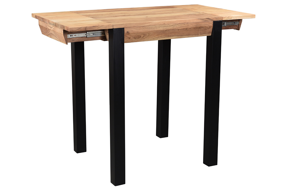 Mesa de bar extensible en acacia y metal L80-135 cm TRAP