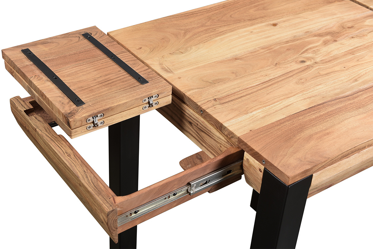 Mesa de bar extensible en acacia y metal L80-135 cm TRAP