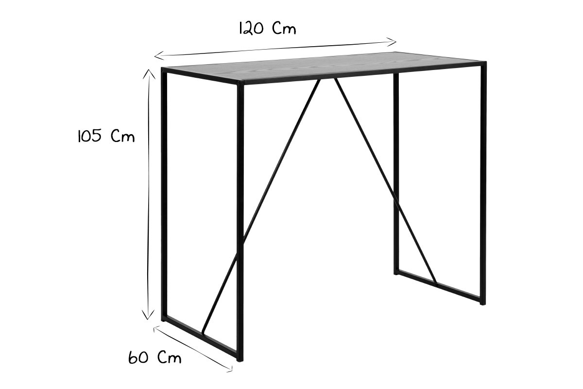 Mesa de bar madera negra y metal TRESCA