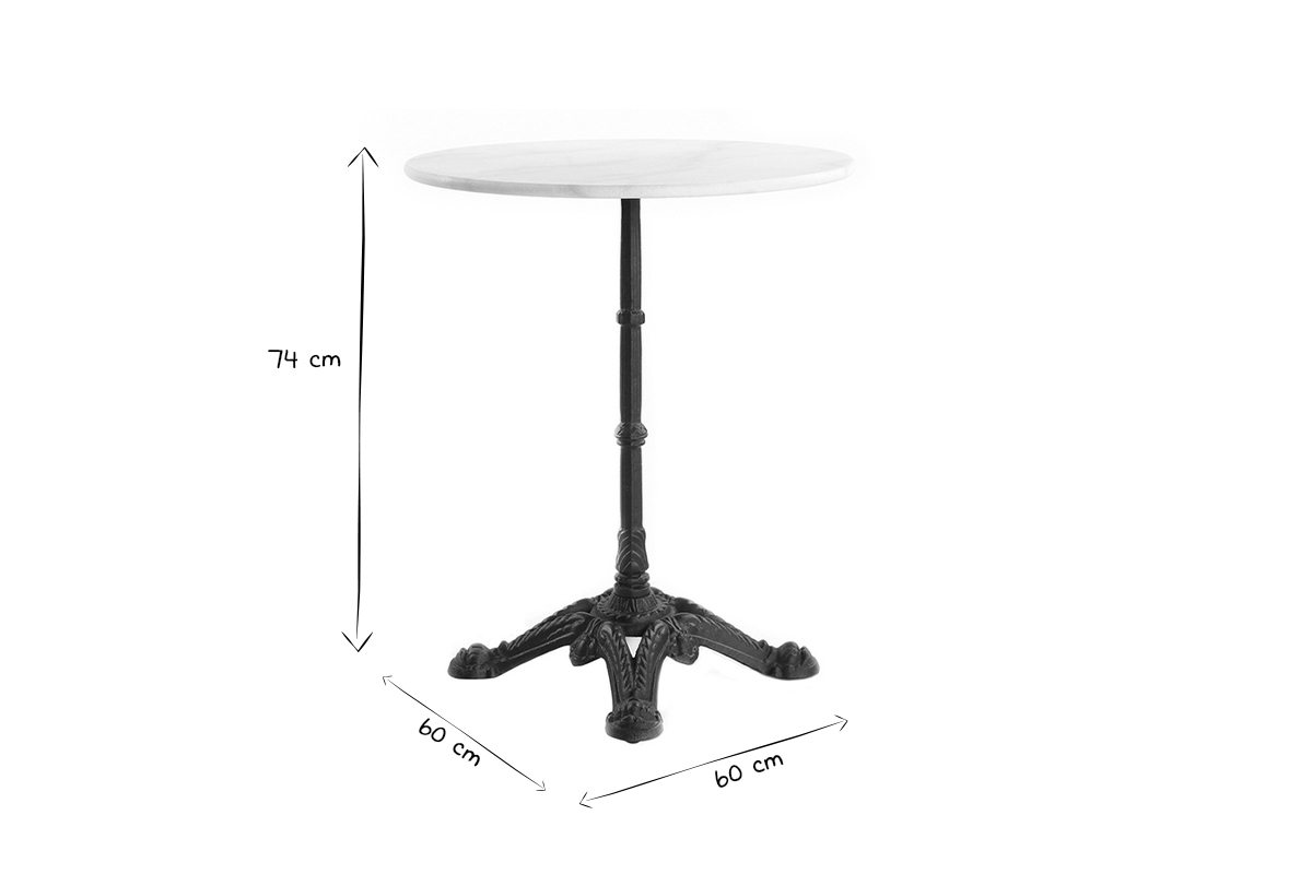 Mesa de bar mrmol blanco y metal negro CONTY