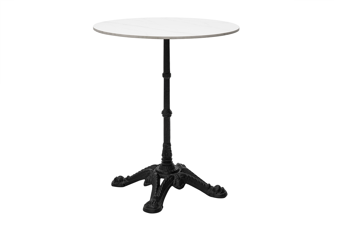 Mesa de bar mrmol blanco y metal negro CONTY