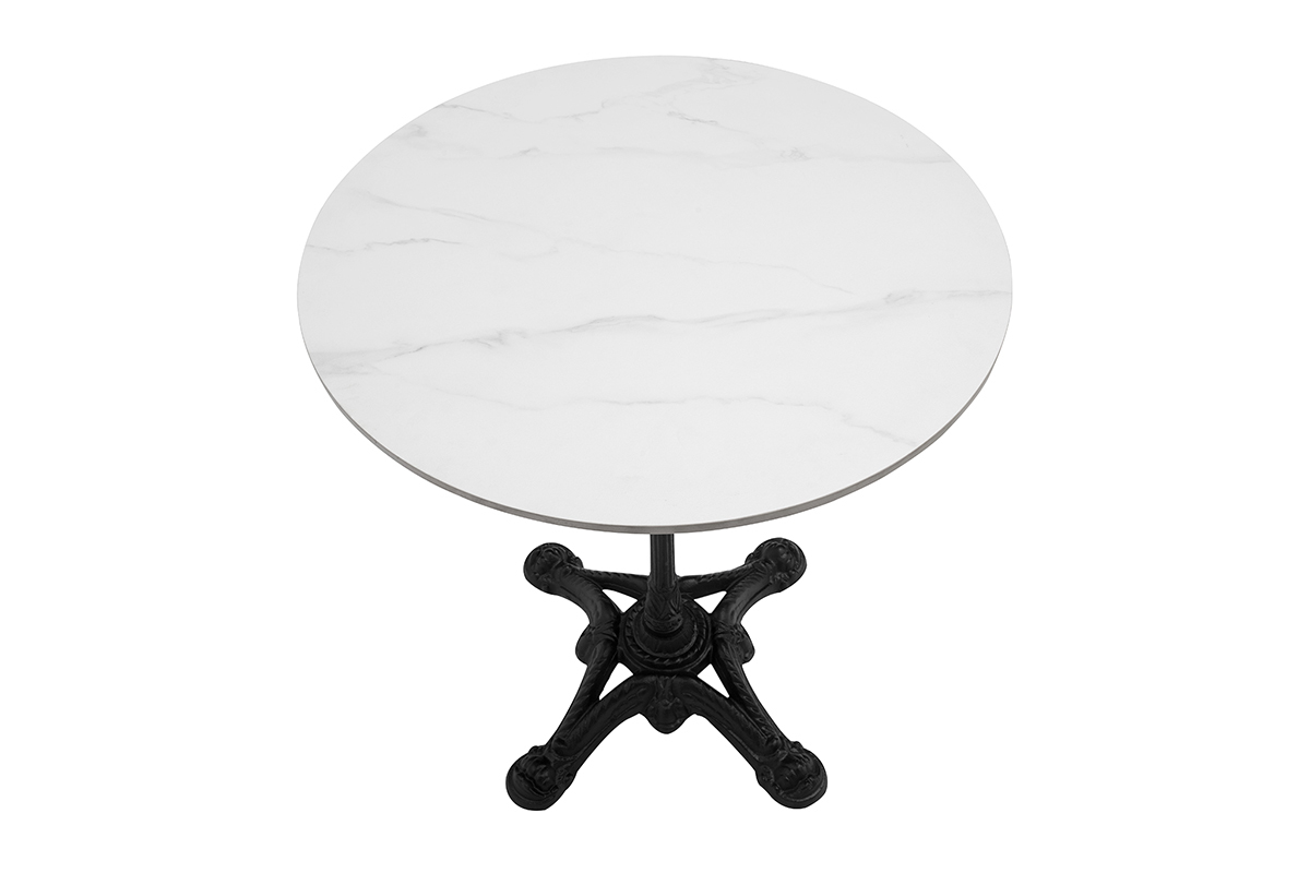 Mesa de bar mrmol blanco y metal negro CONTY