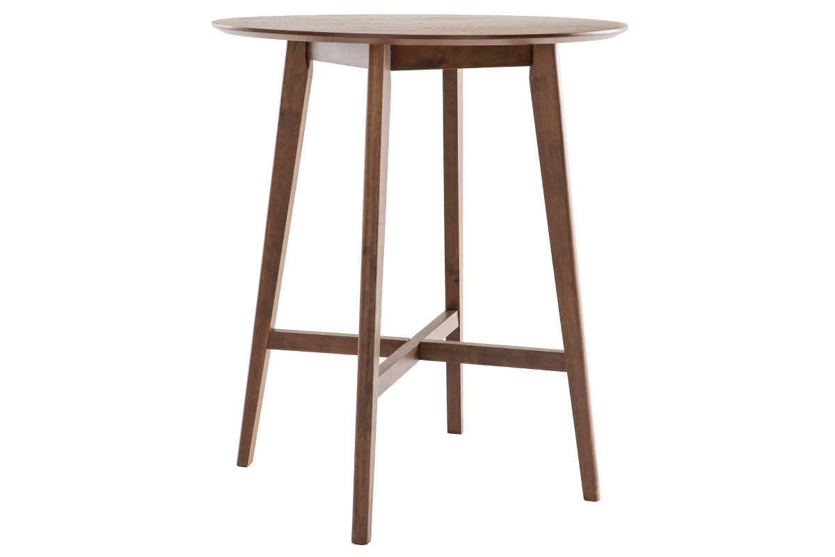 Mesa de bar moderna redonda madera nogal DEMORY