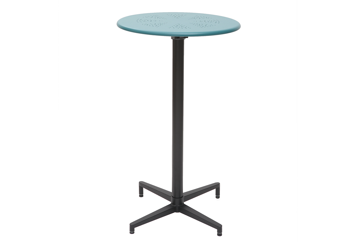 Mesa de bar plegable redonda en metal azul petrleo DOTS