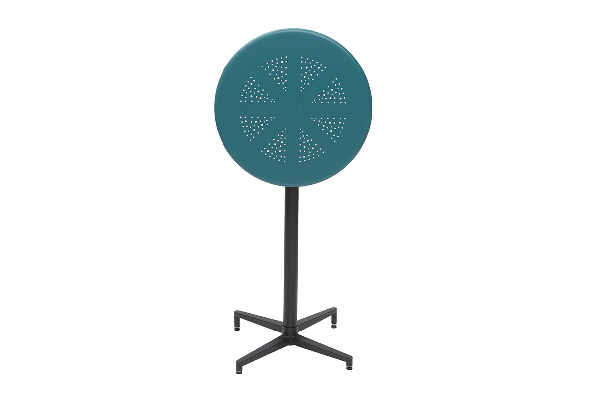 Mesa de bar plegable redonda en metal azul petrleo DOTS