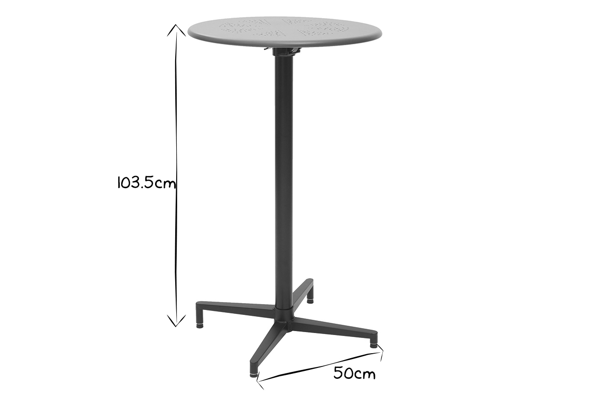 Mesa de bar plegable redonda en metal azul petrleo DOTS