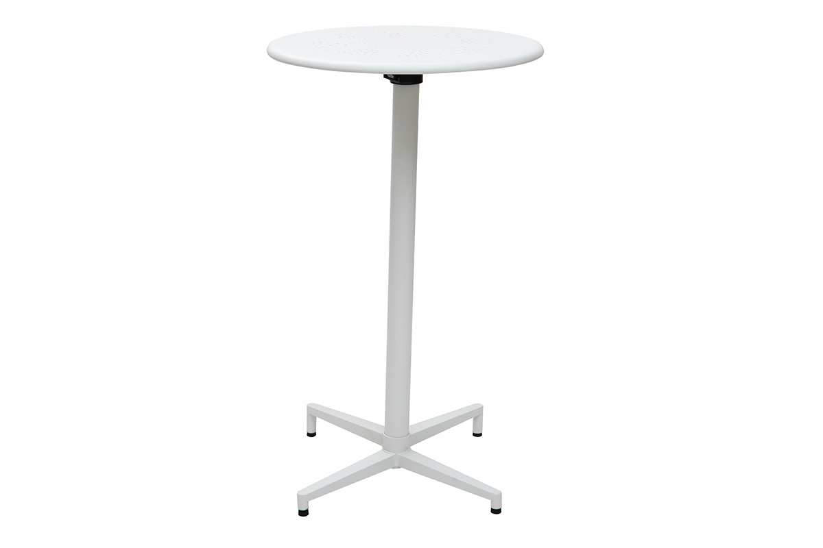Mesa de bar plegable redonda en metal blanco DOTS