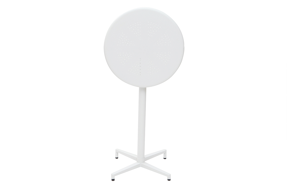 Mesa de bar plegable redonda en metal blanco DOTS