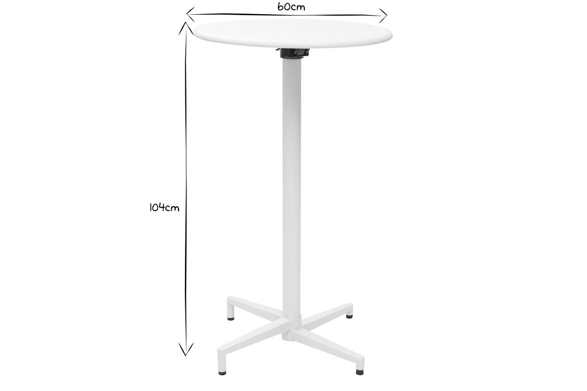 Mesa de bar plegable redonda en metal blanco DOTS