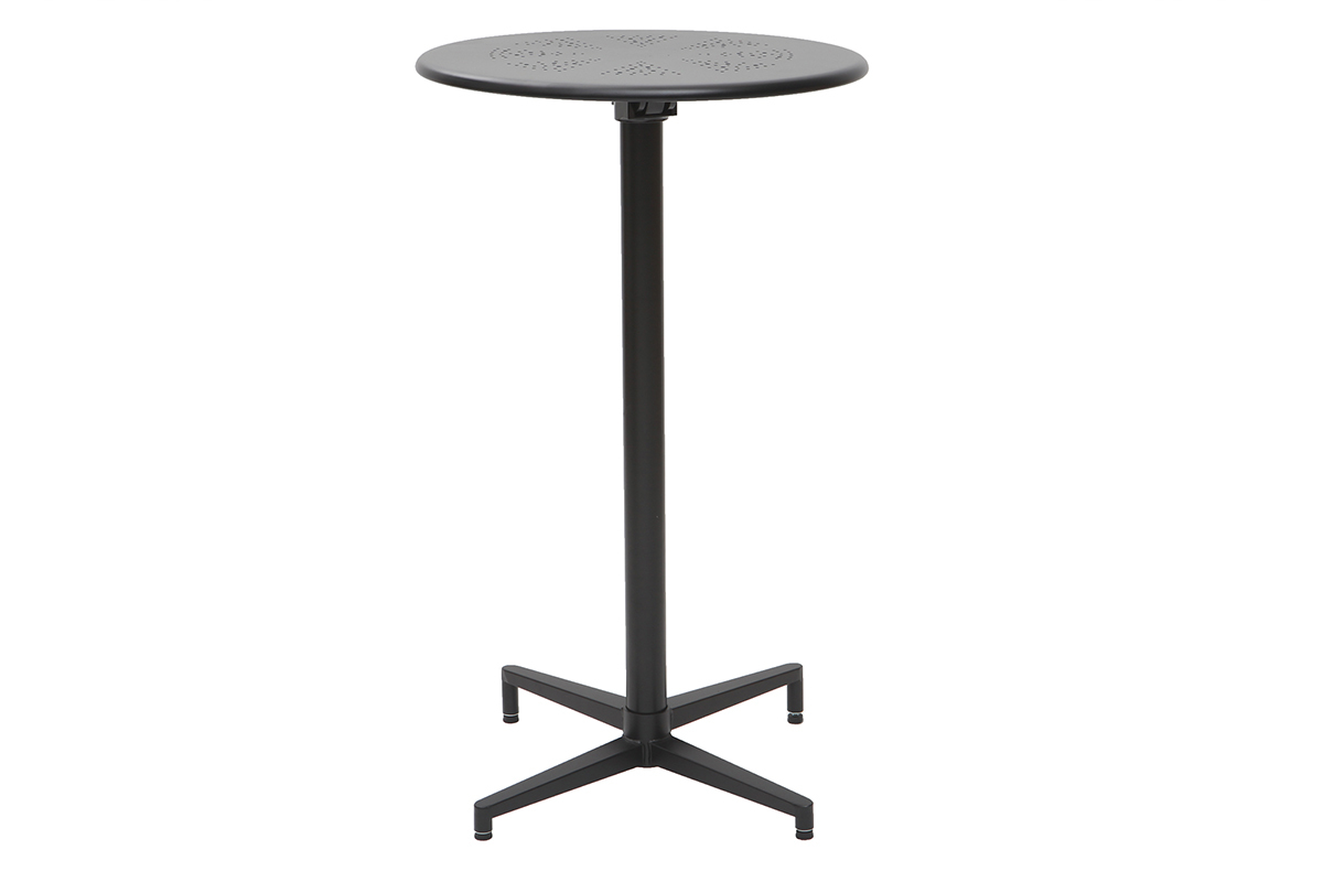 Mesa de bar plegable redonda en metal negro DOTS
