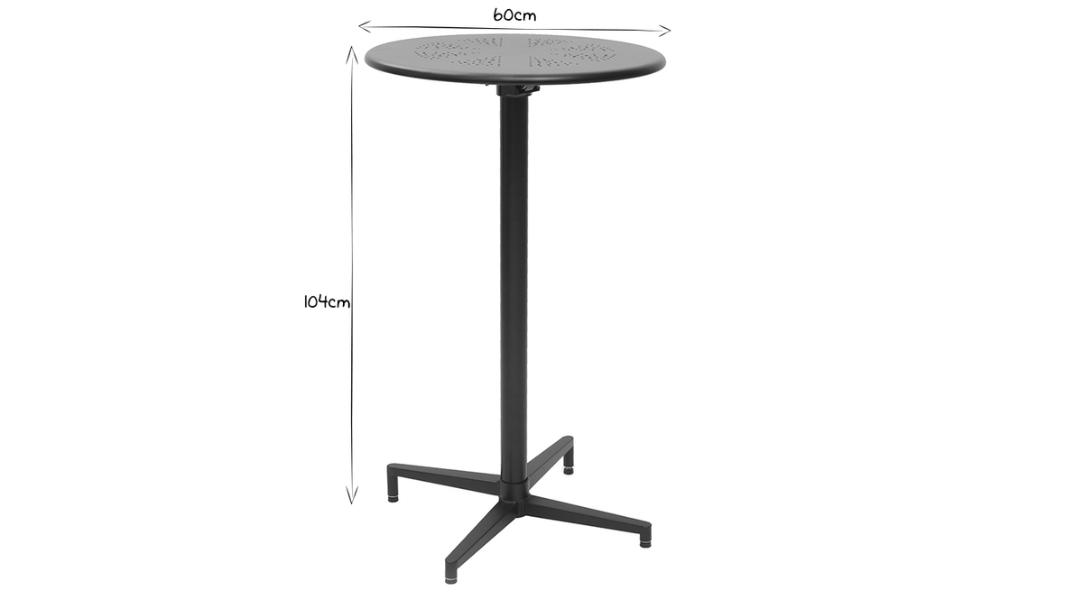 Mesa de bar plegable redonda en metal negro DOTS