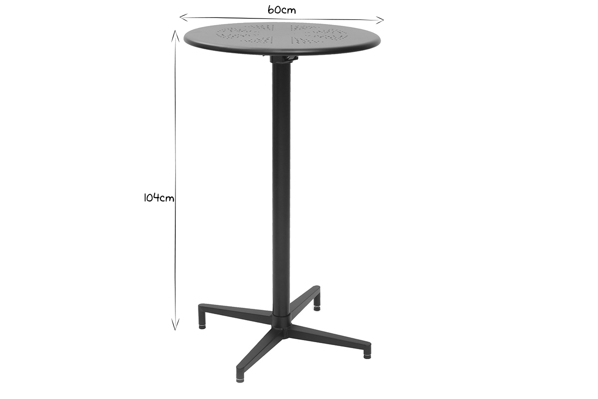 Mesa de bar plegable redonda en metal negro DOTS
