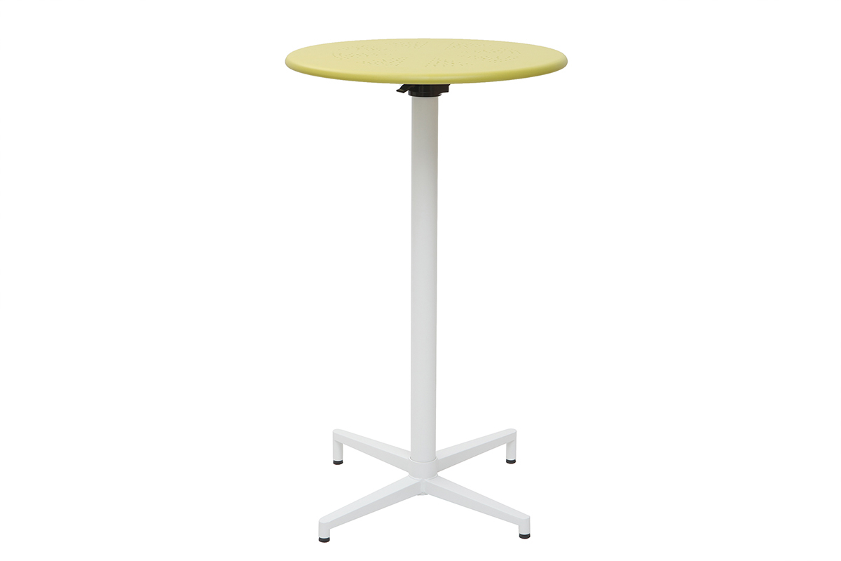Mesa de bar plegable redonda en metal verde DOTS