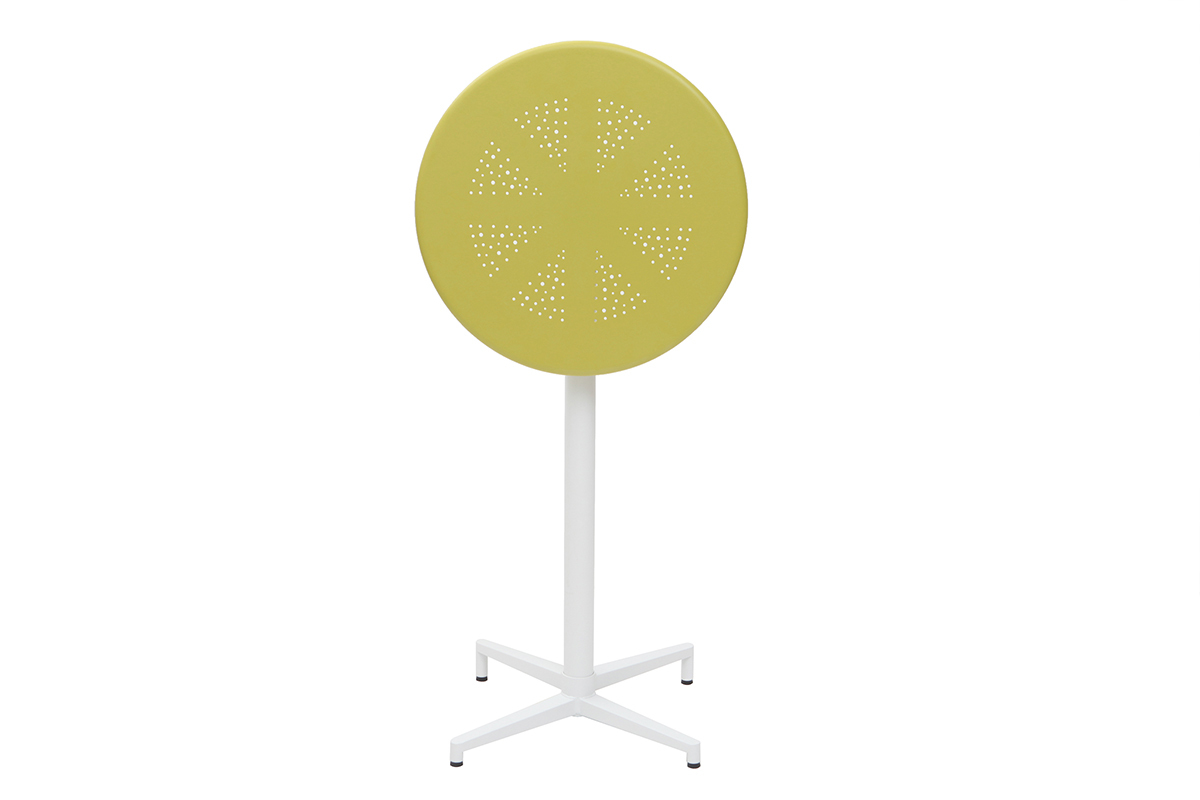 Mesa de bar plegable redonda en metal verde DOTS
