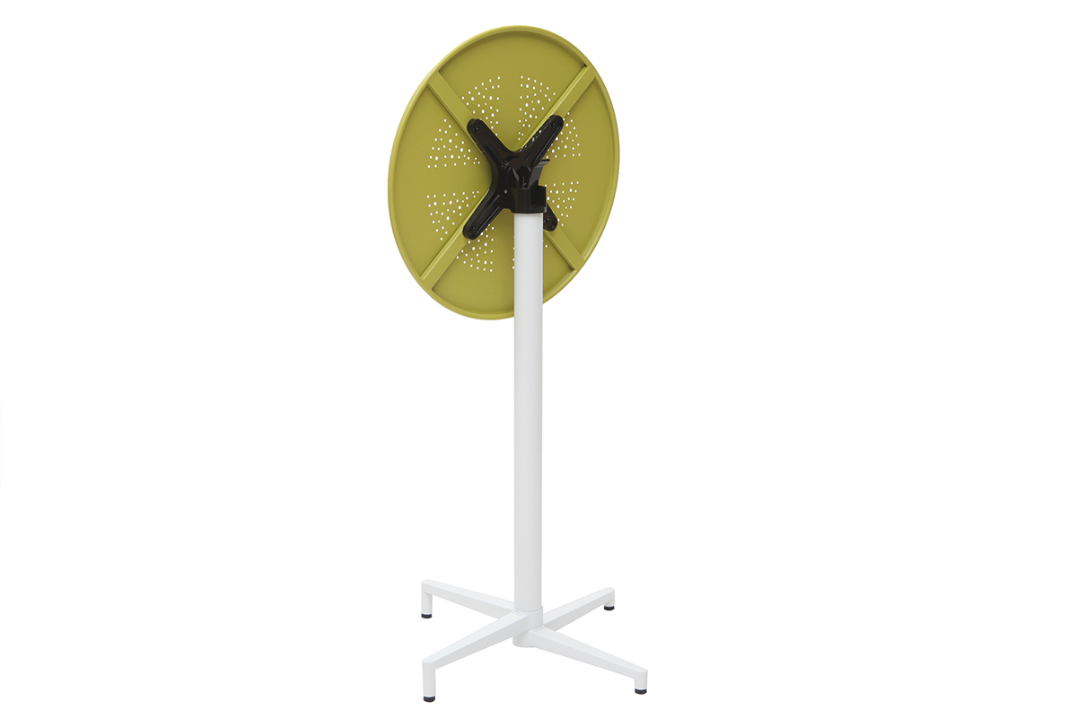 Mesa de bar plegable redonda en metal verde DOTS