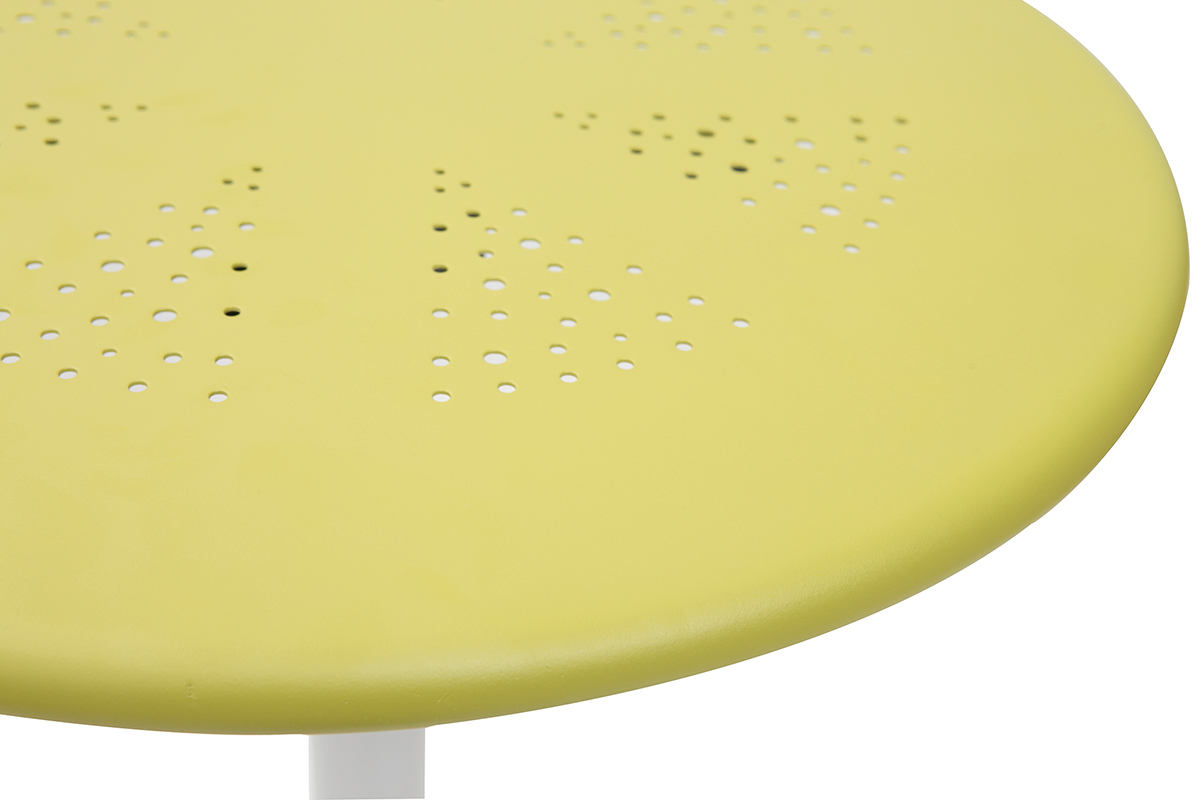 Mesa de bar plegable redonda en metal verde DOTS