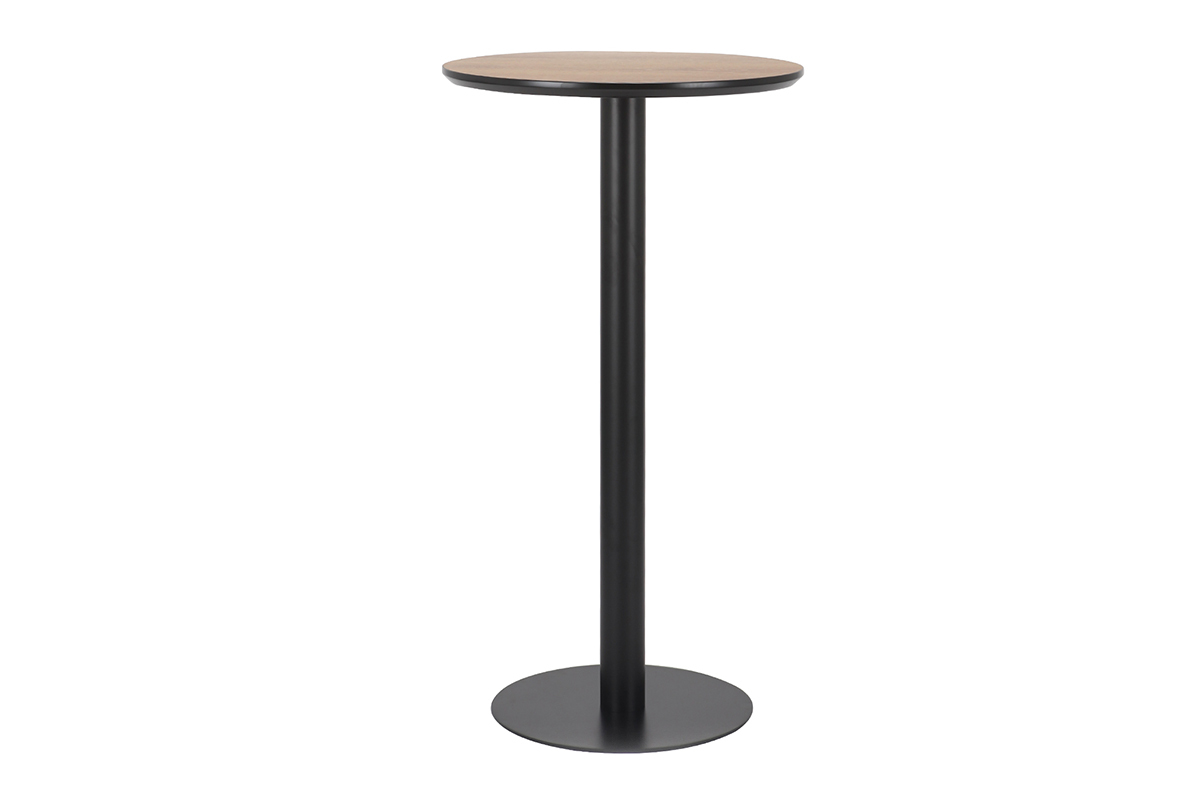 Mesa de bar redonda madera y negra PENCO