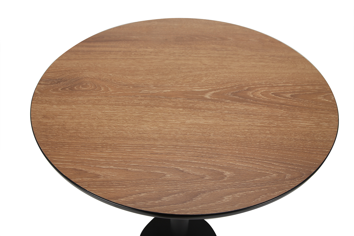 Mesa de bar redonda madera y negra PENCO