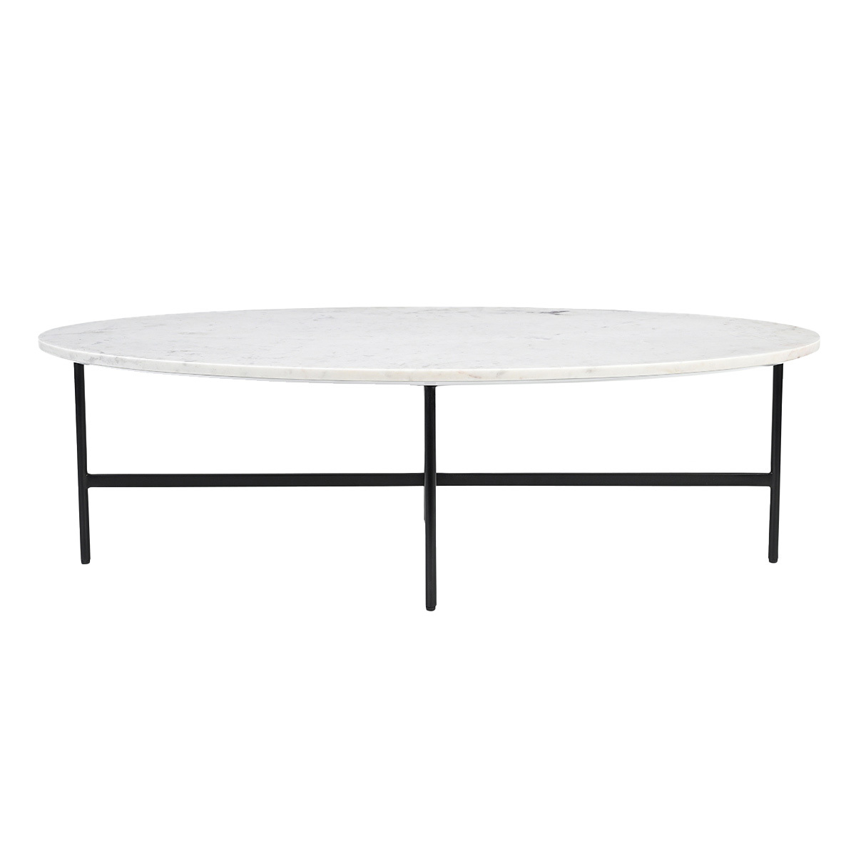 Mesa de café oval de mármol blanco y metal negro L115 cm CARRARE