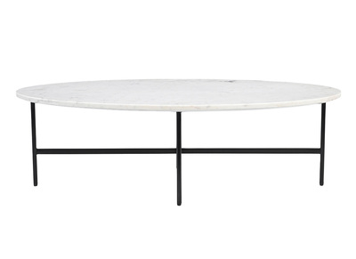 Mesa de café oval de mármol blanco y metal negro L115 cm CARRARE