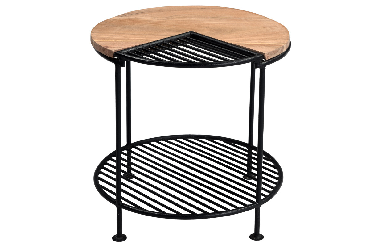 Mesa de centro acacia y metal negro PART
