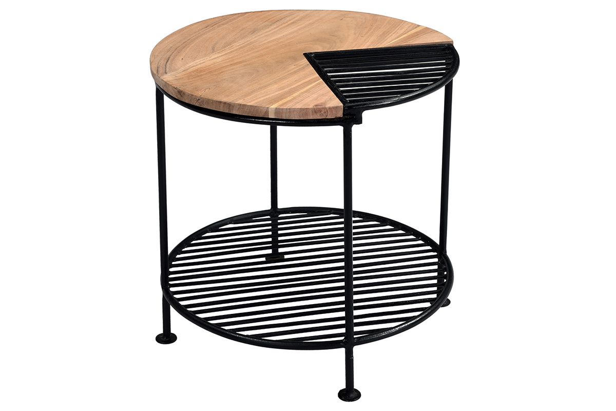 Mesa de centro acacia y metal negro PART