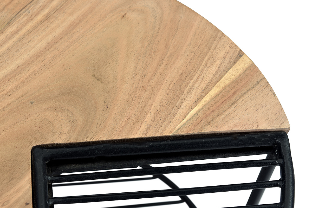 Mesa de centro acacia y metal negro PART