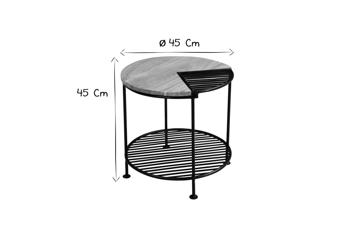 Mesa de centro acacia y metal negro PART