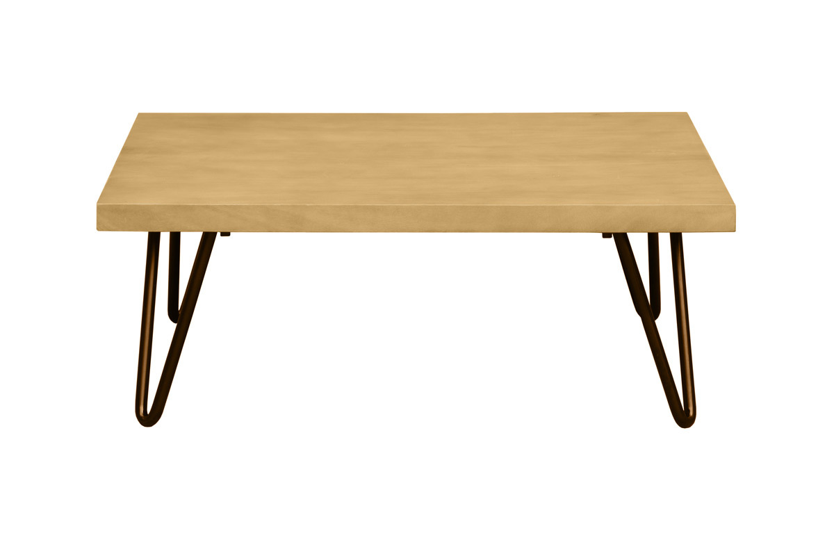 Mesa de centro cuadrada de madera de mango maciza y metal negro 80cm VIBES