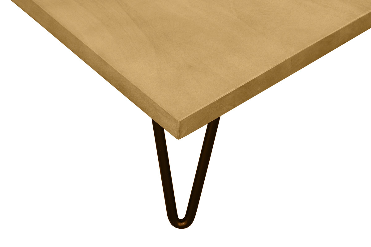 Mesa de centro cuadrada de madera de mango maciza y metal negro 80cm VIBES