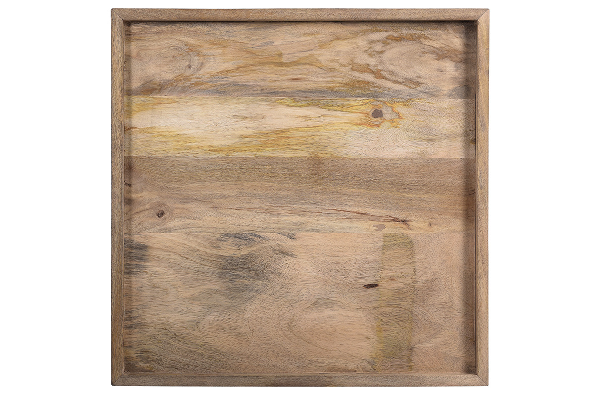 Mesa de centro cuadrada en mango y metal negro L55 cm FRAME