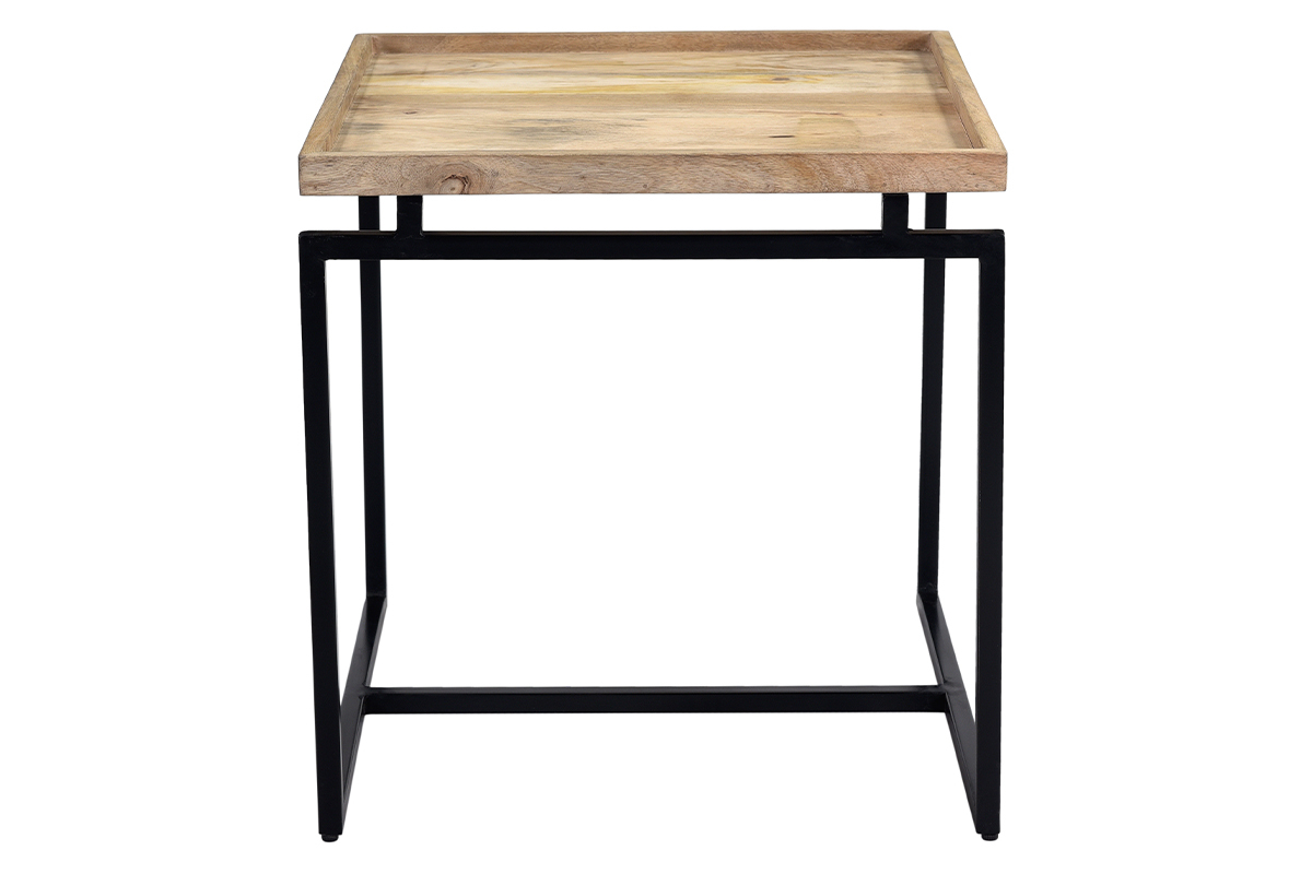 Mesa de centro cuadrada en mango y metal negro L55 cm FRAME