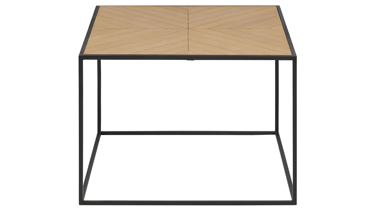 Mesa de centro cuadrada madera y metal negro 60 cm KARE